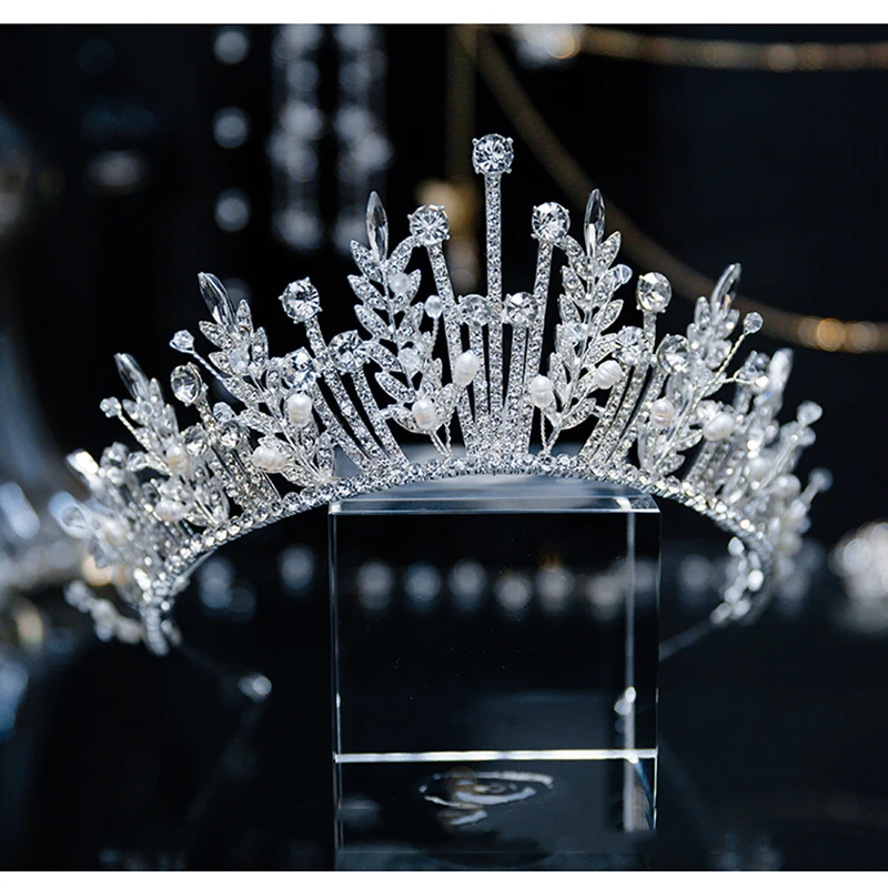 Himstory Новинка золото/белый роскошный большой кристалл Тиары Корона Принцесса