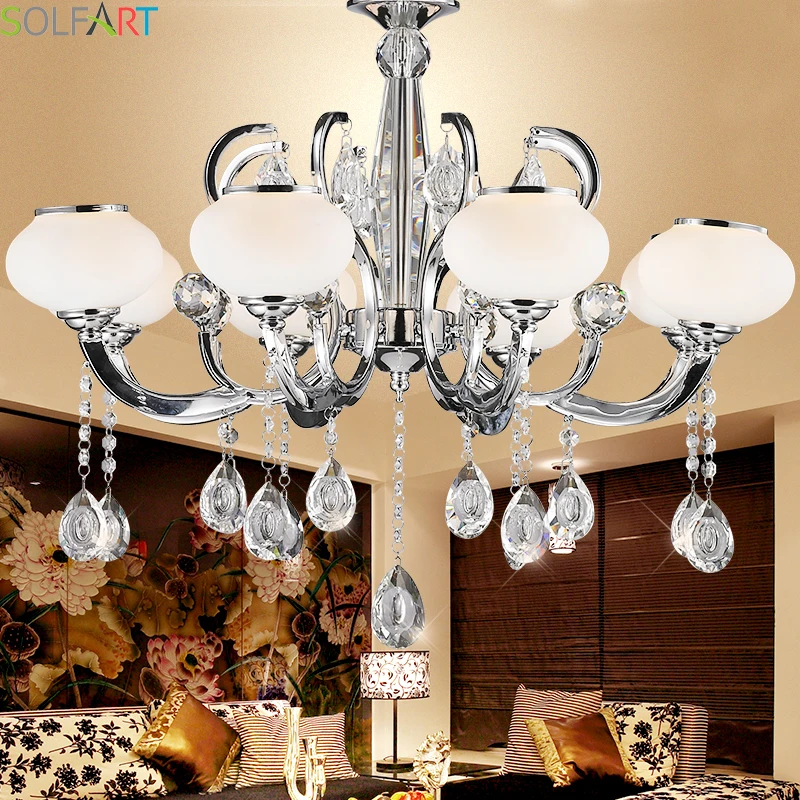 SOLFART Crystal Chandelier Branch Chandelier Lighting K9 Crystal Lustre Led Bulbs Modern Chandeliers