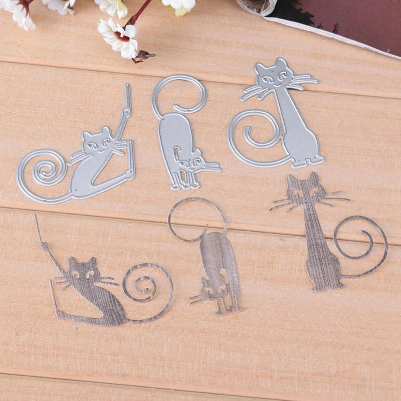 3 шт. милые кошечки для резки металла трафареты изготовления карт декоративное