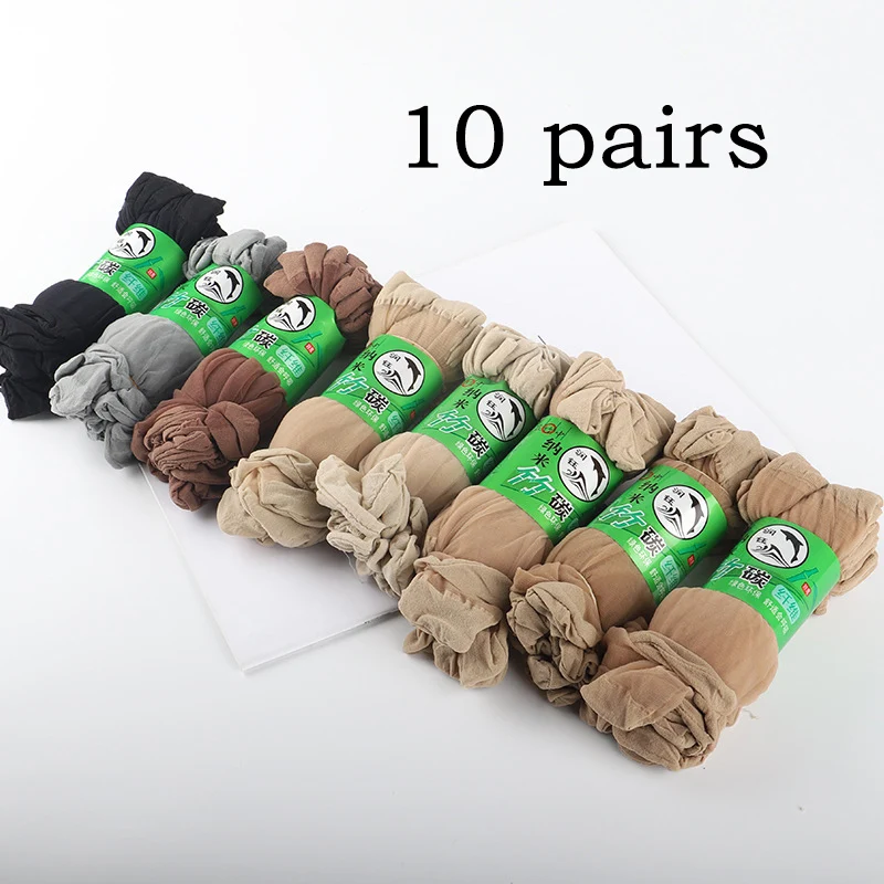 10 пар носков из шелка с кристаллами женские летние тонкие Нескользящие шелковые