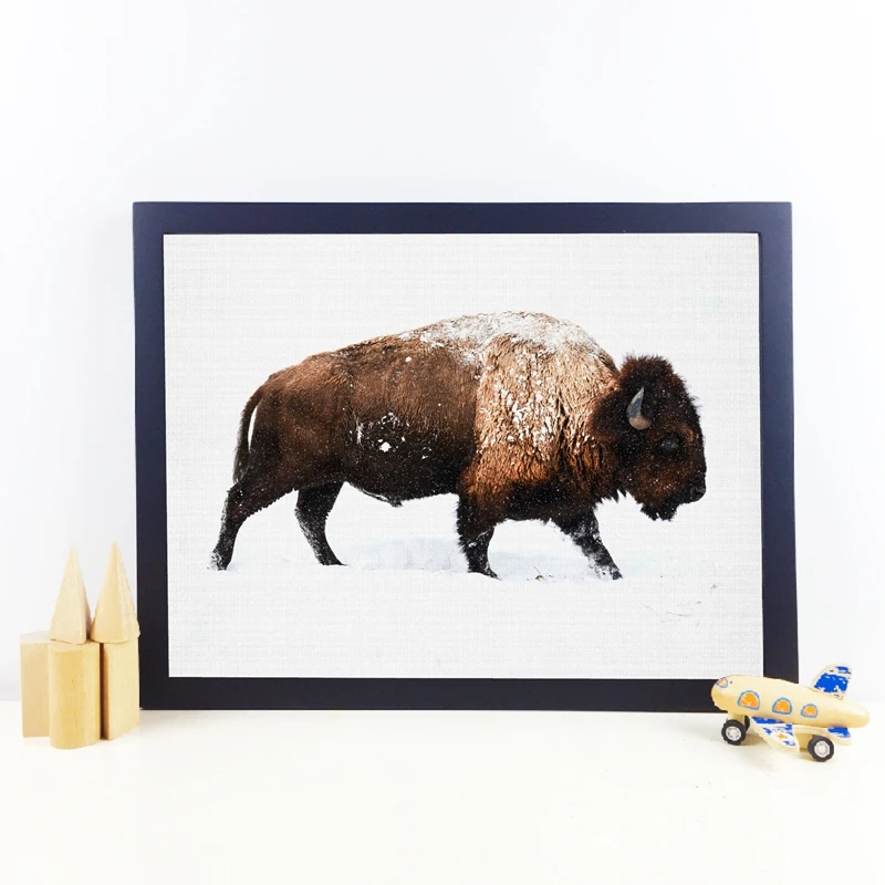 Настенный постер с изображением животных Bison в питомнике снежной зимы
