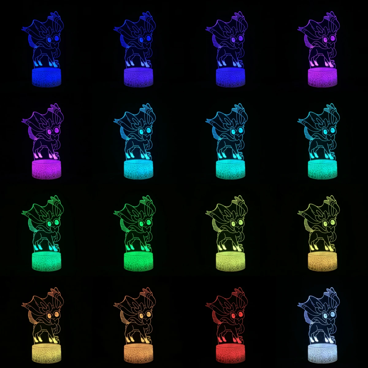 Покемон Игры Eevee Sylveon 3D лампа Kawaii Мультфильм Рисунок USB светодиодный ночник Иллюзия лампы Рождественский подарок Лава дома настроение Декор