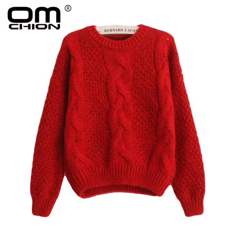 OMCHION Pull Femme 2019 осенний вязаный короткий свитер с круглым вырезом Женский