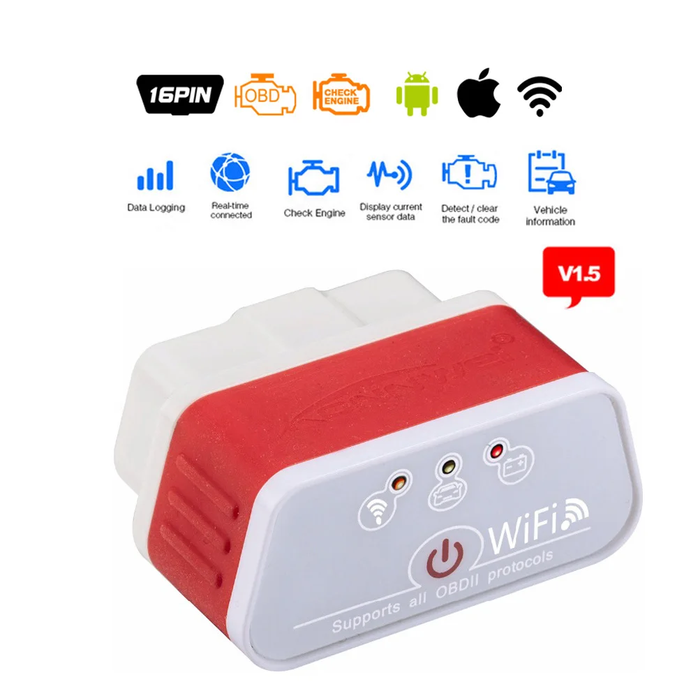 EML327 OBD2 Wifi V1.5 ICAR2 автоматический диагностический сканер obd2 диагностический инструмент Konnwei KW903 elm327 Bluetooth obdii диагностический инструмент - Цвет: WIFI Red white