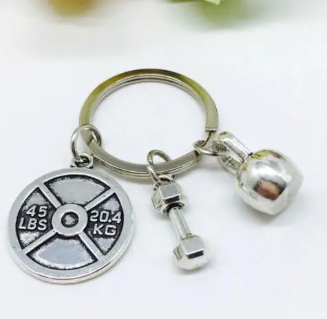 Винтажный серебряный 45lbs вес штанга фитнес-гири брелок подарки подходит для