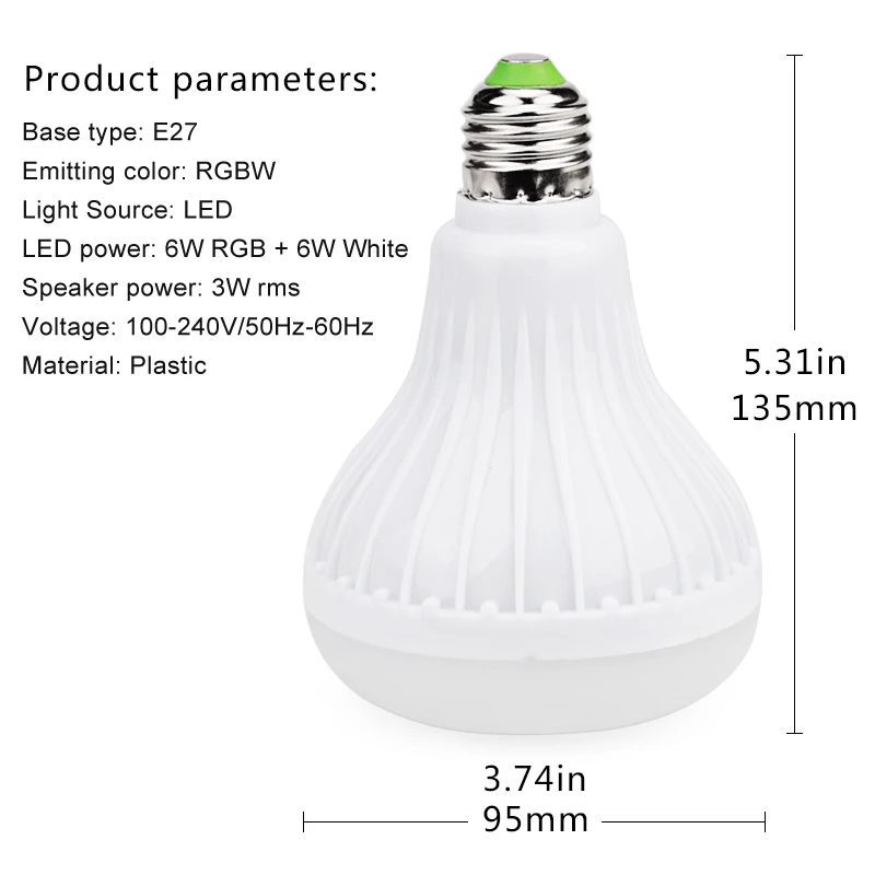 E27 Смарт RGB/RGBW Беспроводной Bluetooth Динамик лампы работы в режиме воспроизведения