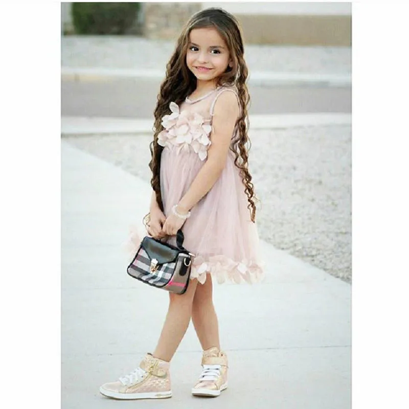 PUDCOCO Newest Hot Flower Kids Baby Girl Princess Bridesmaid Petal Tulle Party cute Dress Pink White Summer Dresses 1-7Y | Детская