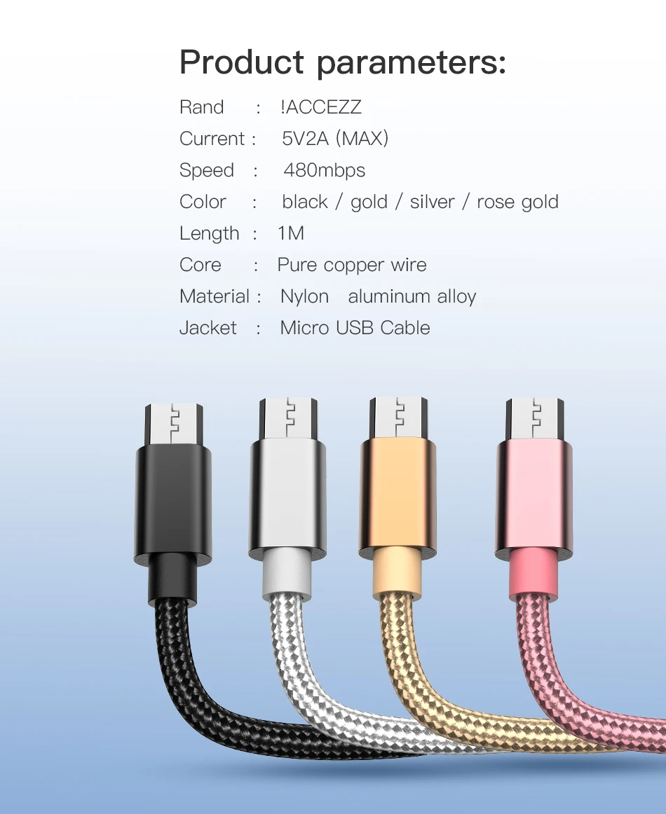 ACCEZZ нейлоновый Micro USB кабель для быстрой зарядки и передачи данных для samsung Xiaomi Redmi huawei htc Tablet Android мобильный телефон провод линия