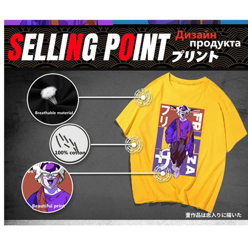 Большие размеры 100% хлопок футболка с драконом Супер Saiyan Goku vegeta летняя коротким