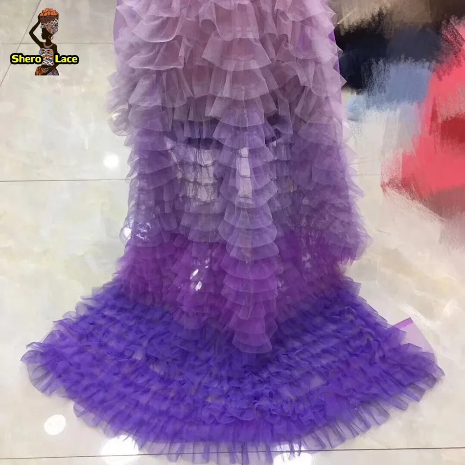 color 1 Фиолетовый цвет африканская 3D французская кружевная ткань высокого качества нигерийская Вышивка Тюль французское кружево для вечерние платья - Цвет: color 1