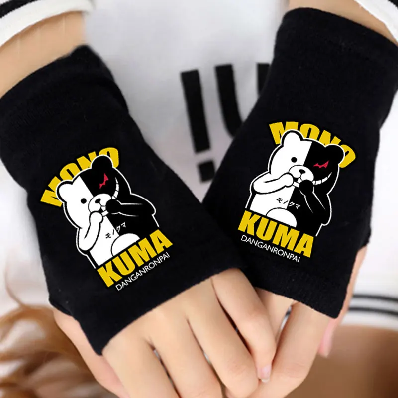 Danganronpa 2 Модные мужские и женские перчатки из хлопка с принтом аниме атака на титанов, сказочный хвост, вязаные перчатки без пальцев для влюбленных, косплей, подарок для мальчиков и девочек - Цвет: Danganronpa 2