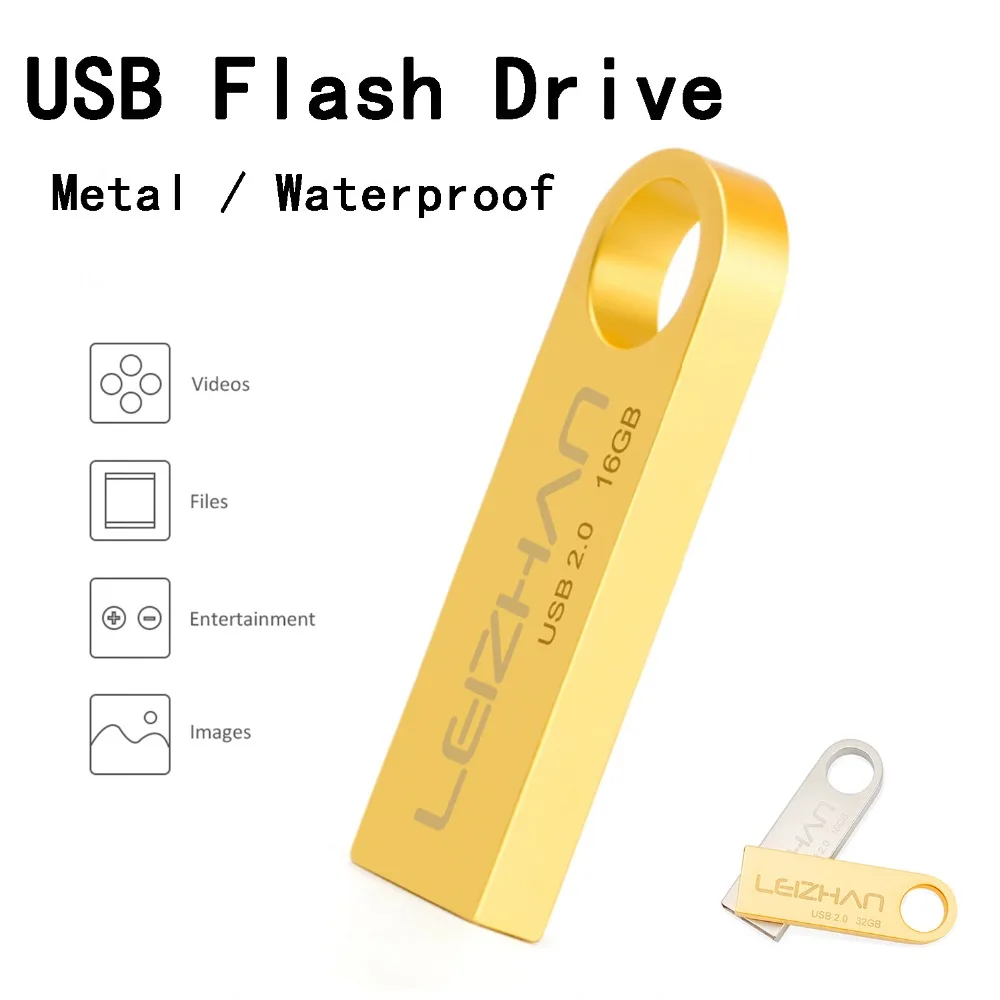 USB флеш накопитель LEIZHAN металлическая Флешка 2 0 64 ГБ 32 16 8 4 Гб водонепроницаемый