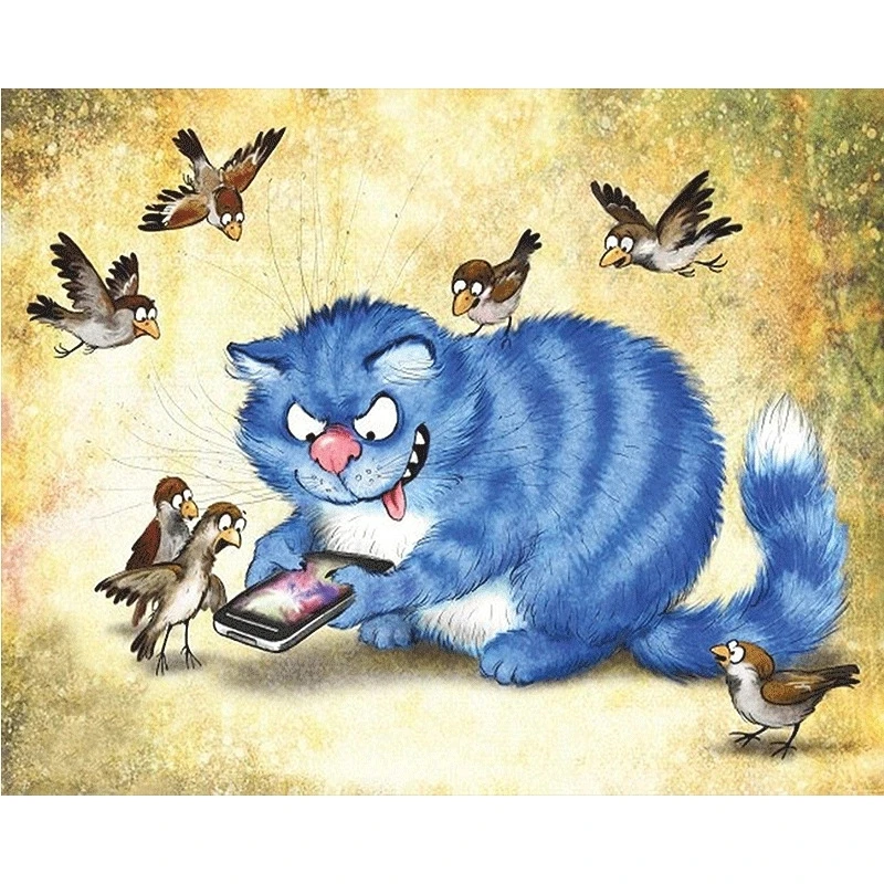 Алмазная вышивка сделай сам с синим котом полный квадратный/круглый Набор для