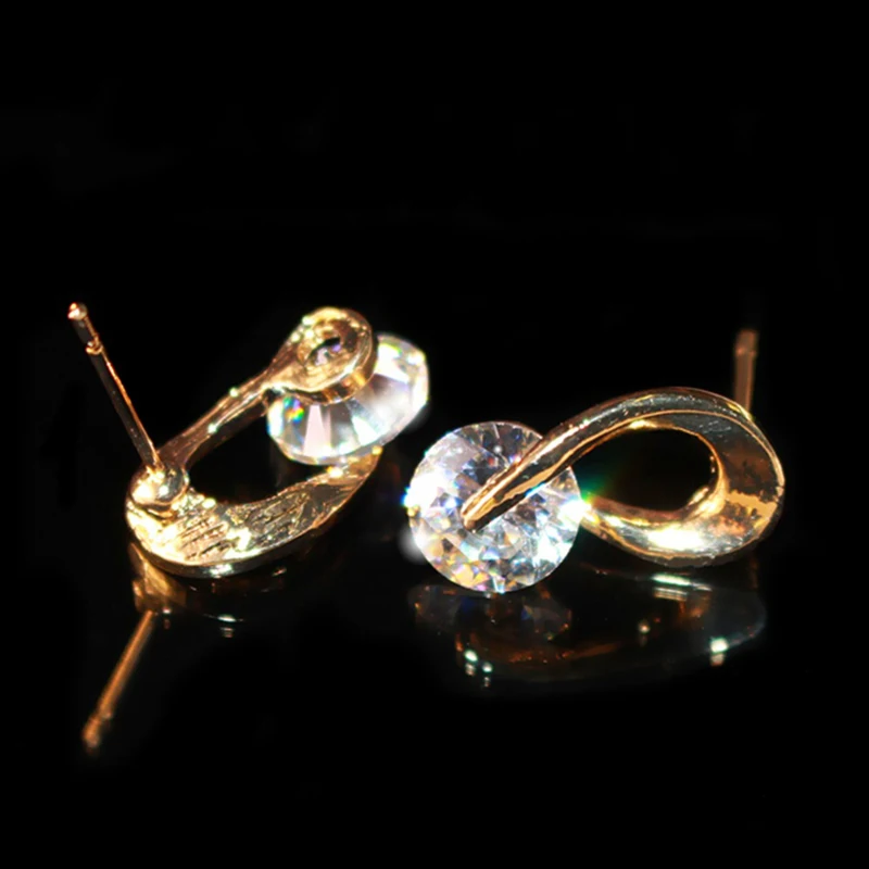 2016 New Arrival Fashion Jewelry High Quality Gold Colour Cubic zirconia Crystal Earrings For Women e026 | Украшения и аксессуары