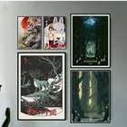 Настенная живопись с принтом для украшения дома, японское аниме Мононоке принцессы, Скандинавская картина, модульный холст, постер, прикроватный фон
