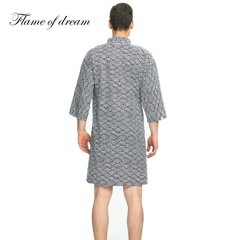 

Robe Of Kimono Bathrobes Men Black Kimono Cotton Dressing Gown Japonya Kimono Man Ropao Masculino 21040