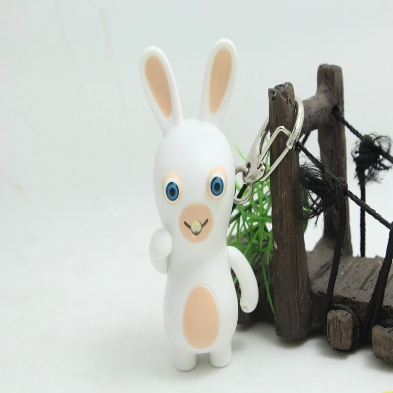 Супер-модные rabbdids сумасшедший Кролик брелок для ключей Светодиодные Брелки звук