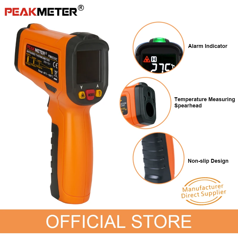 PEAKMETER PM6530C ручной лазерный инфракрасный термометр с ЖК дисплеем температура 50 ~ 800