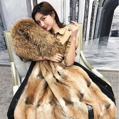 Length 90cm Женская верхняя одежда из натурального меха норки, съемная подкладка, парка, пальто, длинное пальто с капюшоном, с воротником из меха енота и лисы - Цвет: Length 90cm