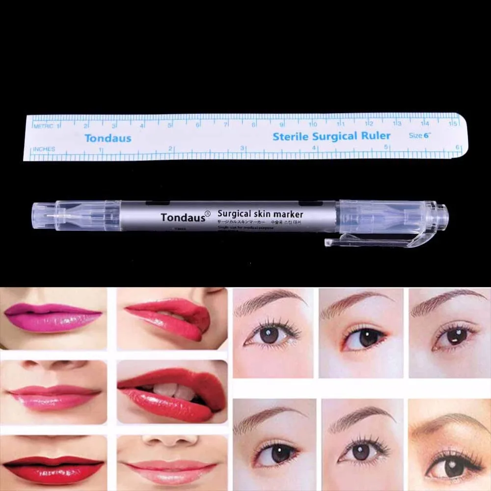 

New Tattoo Piercing Permanent Makeup Tool Tattoo Accesories Surgical Skin Marker Pen Scribe Tool Accessorsie 1Set