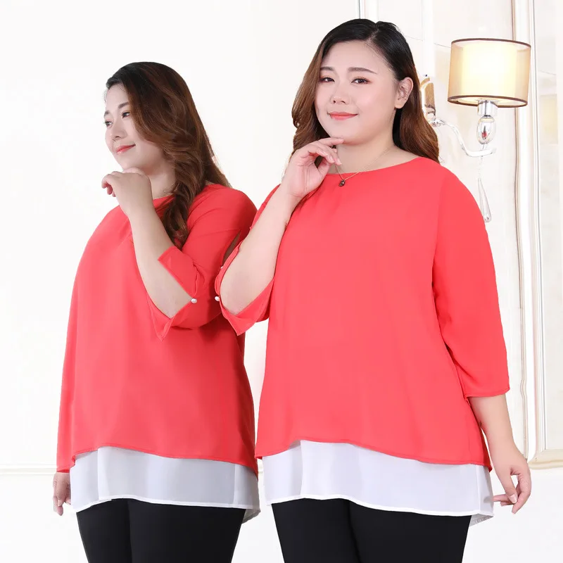 Женская блузка с рукавом 3/4 размеры 10XL 9XL 8x L 4XL|Блузки| |