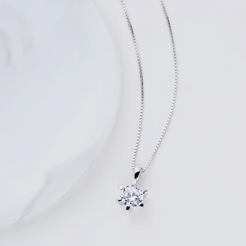 Fashionable long necklace silver 925 jewelry snowflake shape statement choker necklaces gift for family ZPS01595 | Украшения и