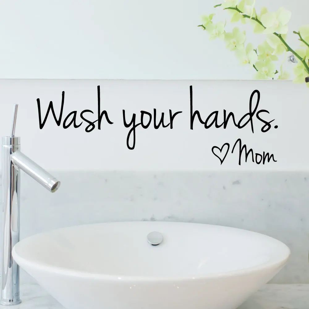 

Hot Sale Quotes Wash Your Hands Waterproof Vinyl Stickers Home Decoration Nordic Style Bathroom Decor Wall Decal Mural
