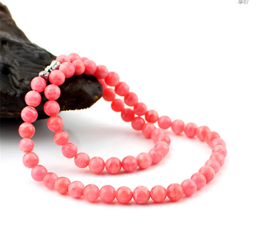 6mm Genuine Red Natural Rhodochrosite Gemstone Necklaces Women Female Stone Long Chain Necklace | Украшения и аксессуары