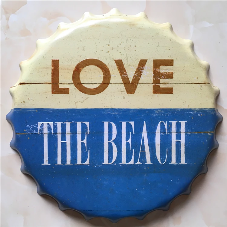 LOVE THE BEACH большая крышка для пива жестяная табличка с логотипом винтажная