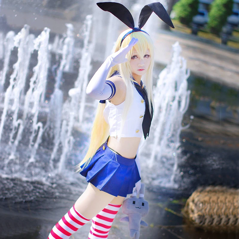 

Anime Kantai Collection cos shimakaze female cosplay Halloween party girls JK Sailor suit cos sexy costumes Free post