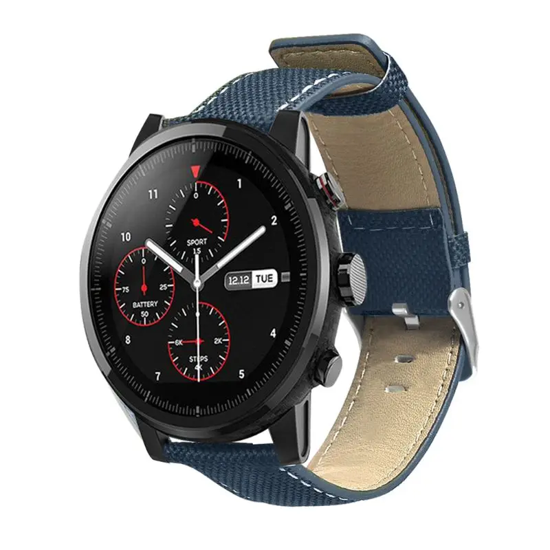 Прочный тканевый кожаный ремешок для наручных часов Замена Xiaomi Huami AMAZFIT Stratos 2 S/Pace