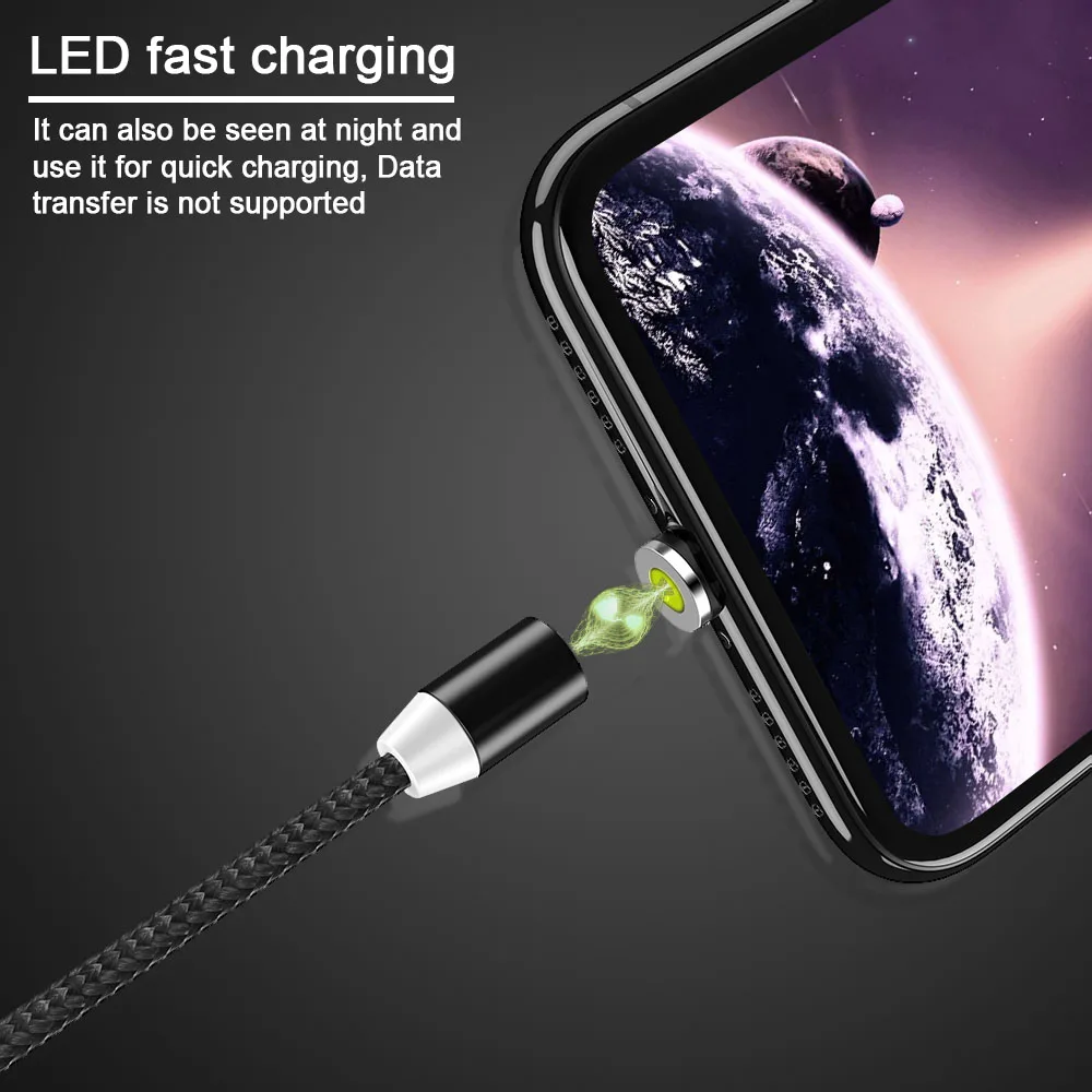 Светодиодный магнитный кабель для быстрой зарядки 3 в 1 Lighting Micro USB Type C IPhone X 7 8 6 XS XR