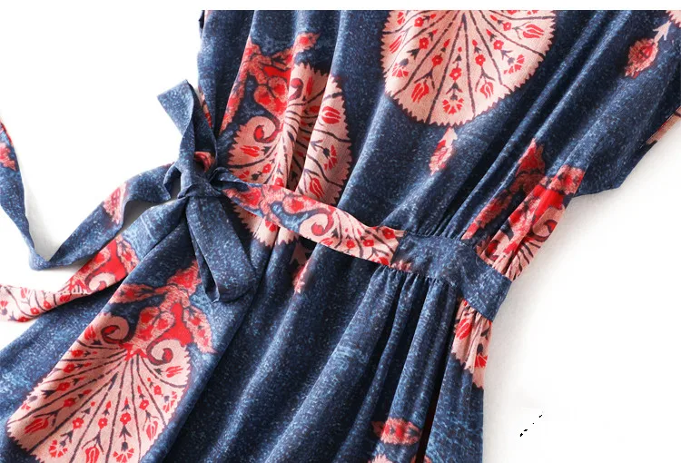 Женское Летнее шелковое платье с круглым вырезом плюс размер Винтаж натуральный