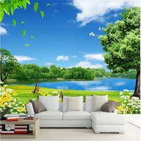 beibehang custom flower lake trees natural beauty painting photo 3d wall mural wallpaper wall papers home decor papel flooring
