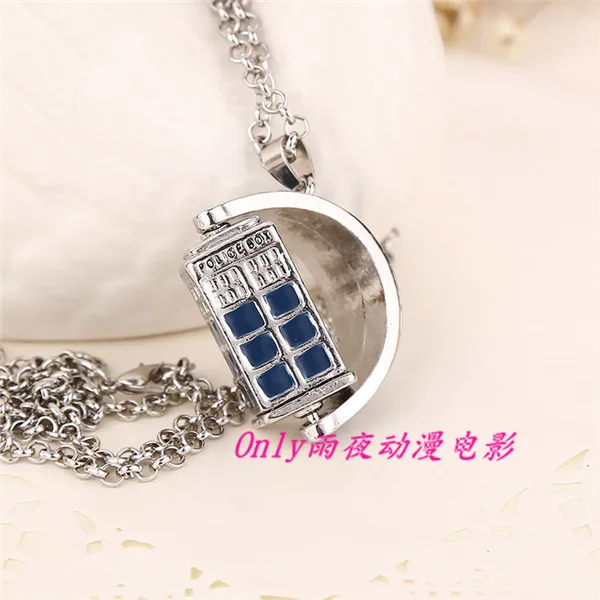 

2015 Newest Design Movie Doctor Who Blue Drip Oil Necklace Creativity Rotating Pendant Necklace For Women&Men