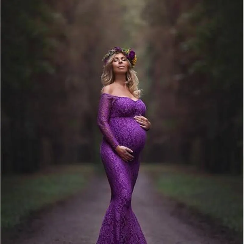 Кружевное платье для беременных с открытыми плечами фотосессии реквизит Платье