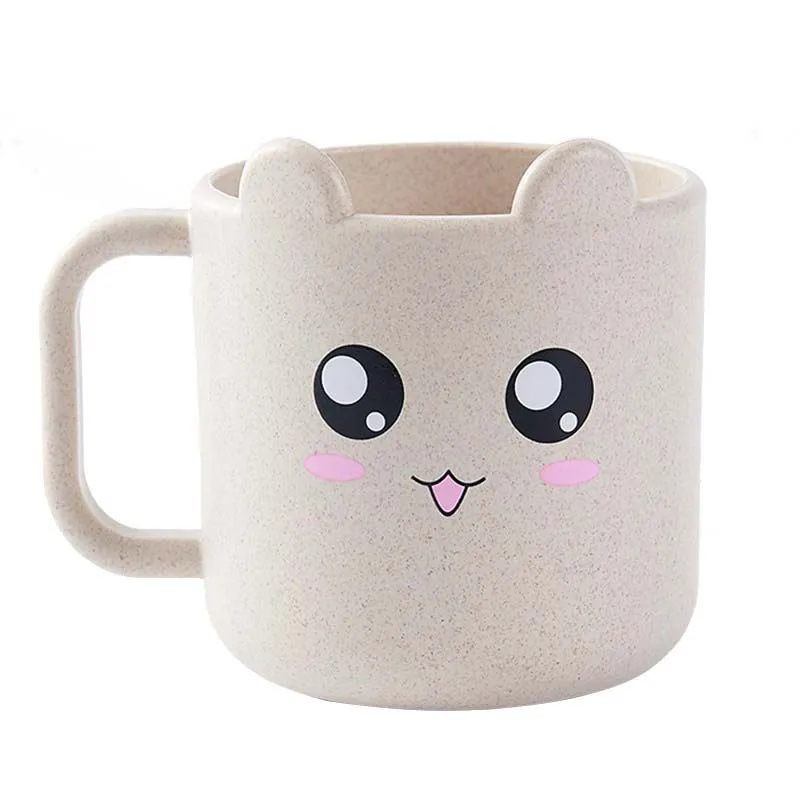 Beige Rabbit Cup Милая чашка с рисунком кота, чашка с ручкой, молоко, кофе, пшеничная солома, пластиковая чашка для воды, дорожная забавная кружка для детей, подарок на рождественскую вечеринку - Цвет: Beige Rabbit Cup
