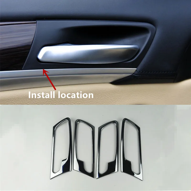 

Black Inner Door Handle Frame Decoration Cover Trim 4Pcs For BMW X5 E70 2008-2013 Stainless Steel Car Interior Accessories