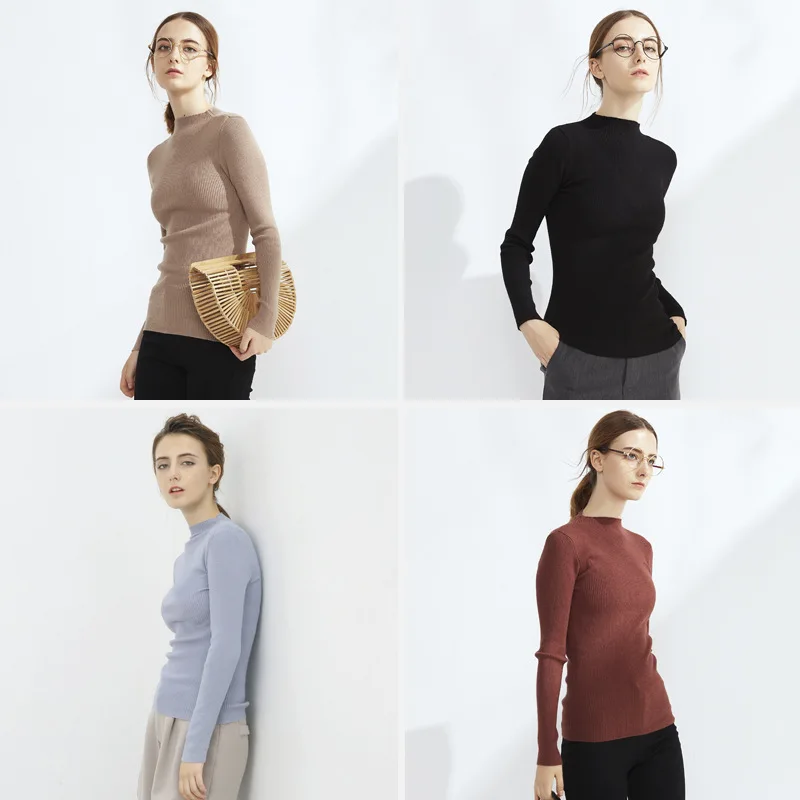 Bella Philosophy 2018 Winter New Slim Knitted Sweater Top Women Pullover Long SLeeve | Женская одежда