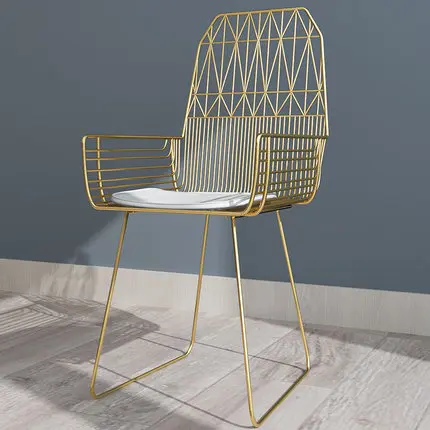 Gold with cushion 02 Модный Северный стул роскошный золотой железный макияж стул спинка современный пол стул гостиная стул домашняя мебель для спальни - Цвет: Gold with cushion 02