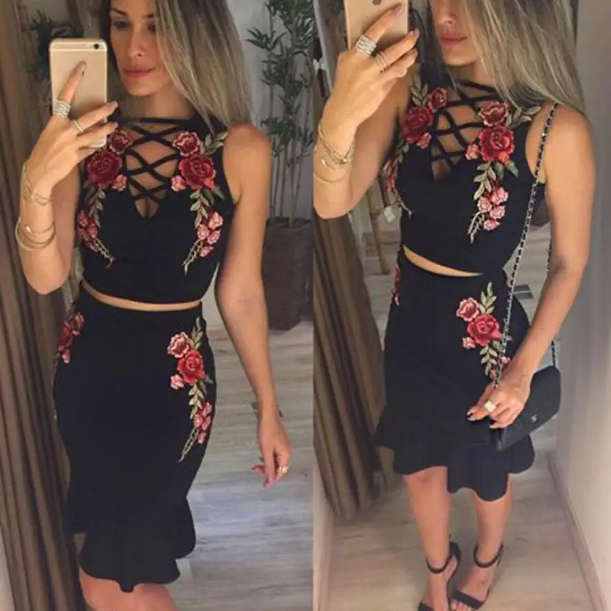 Женское платье без рукавов с вышитыми розами цветочным принтом лето 2019|dress summer|woman