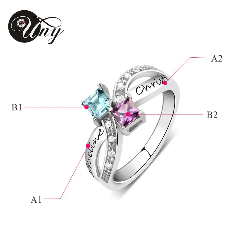 Uny Кольца 925 серебро на заказ выгравировать Юбилей кольцо персонализированные DIY