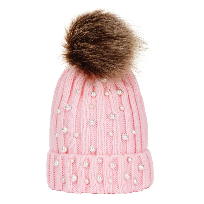 Feitong теплая зимняя женская шапка 2018 Модная вязаная с бусинами Feminina Beanie Hairball