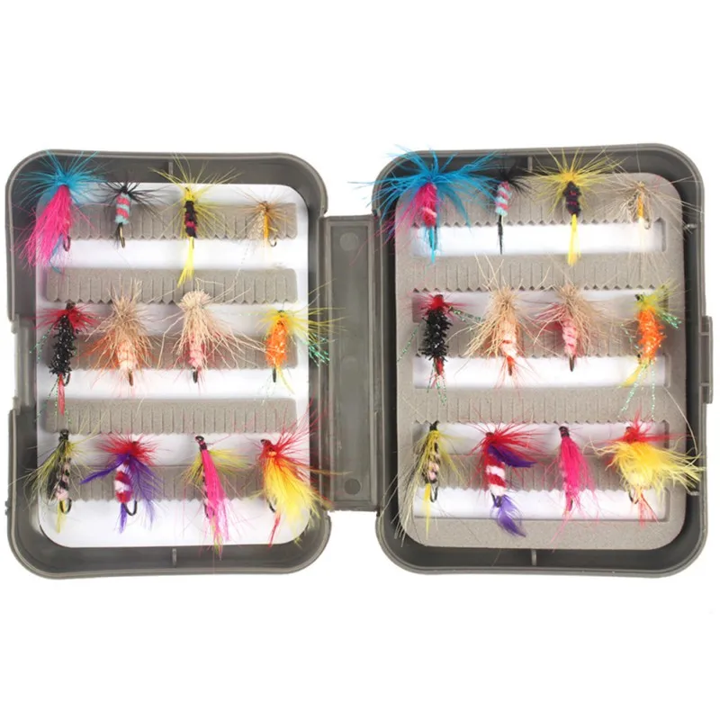 24 PCS Fake Fihing Bait Bionic Fly Hook Dry Squid Salmon Hooks Fishing Insects And Feathers | Спорт и развлечения