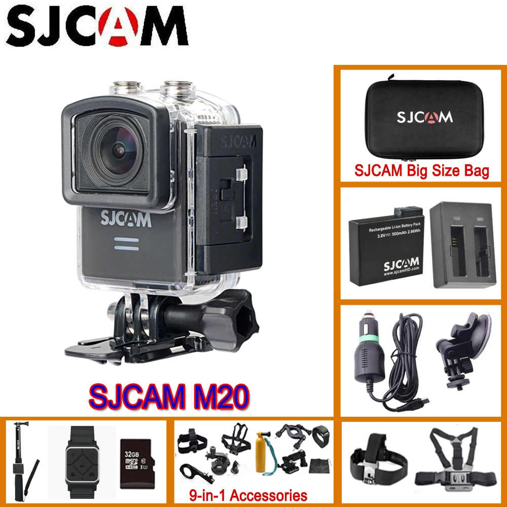 Экшн камера SJCAM M20 Спортивная SJ подводная 4K Wi Fi гироскоп мини видеокамера 2160P HD 16 Мп