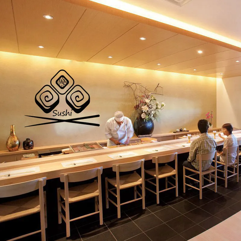 

Настенная Виниловая наклейка для суши-бара, лучшее качество, Японская еда, декор интерьера, Японская еда, васаби, рулоны, декор интерьера K58