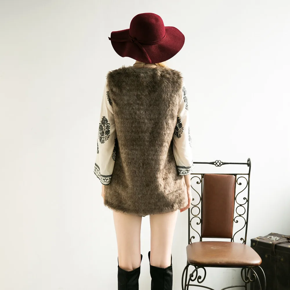 

Nice Ladies Autumn Winter Sexy Beautiful Regular Plush Vest Coat Women Fashion Vest Sleeveless Coat Outerwear Long Hair Jacket