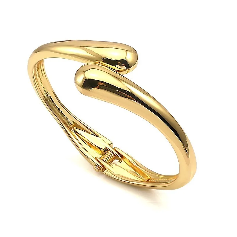 Высококачественный модный открытый Браслет манжета золотого/стального цвета