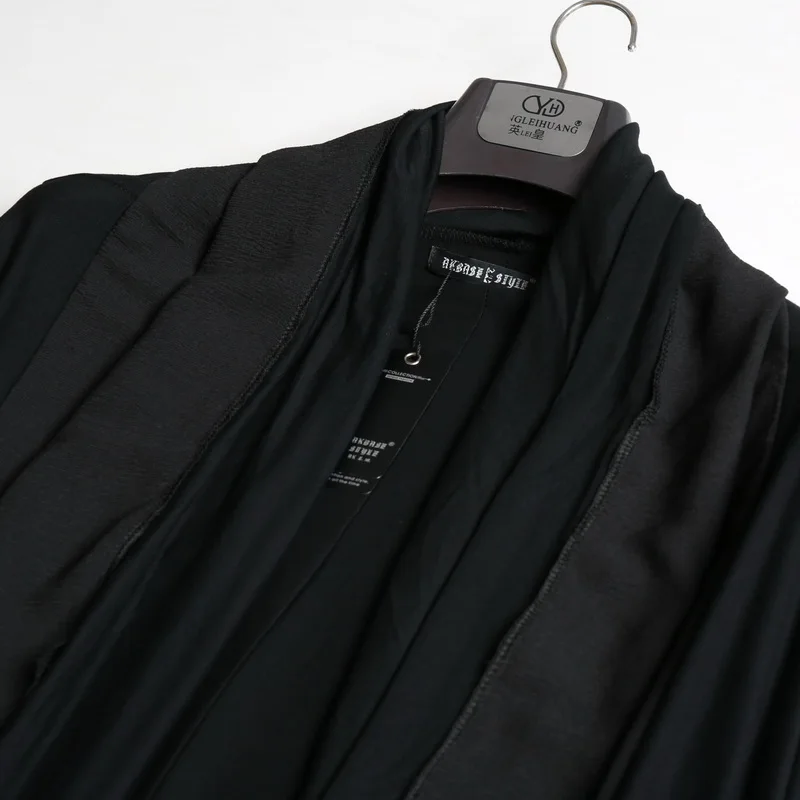2018 New Men's clothing Hair Stylist GD Fashion personality Middle length Shawl Cloak Thin Vest cardigan Singer costumes | Мужская