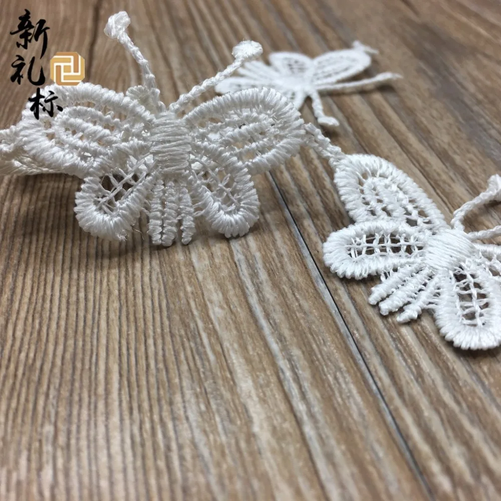 60 ярдов вышивка из полиэстера белая бабочка цветы кружевная отделка сделай сам